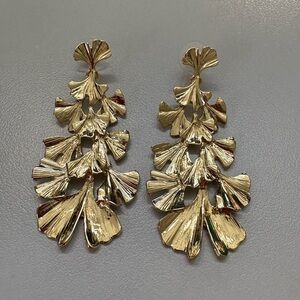 J Crew Gold Leaf Drop Earrings